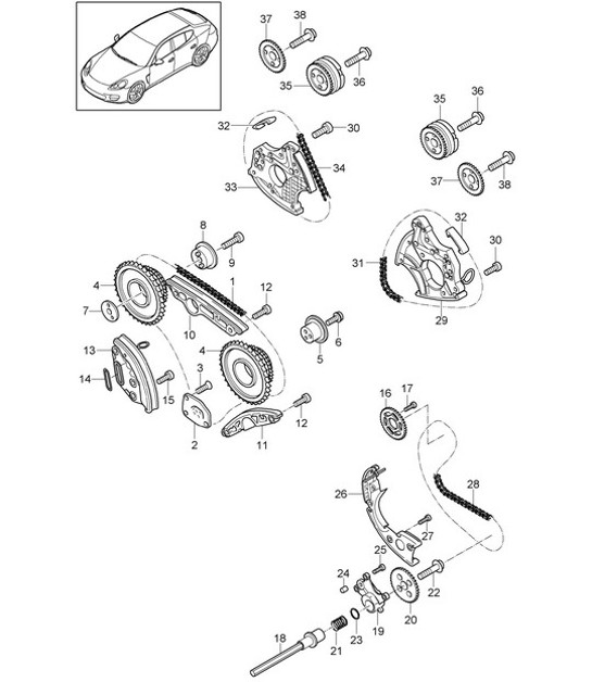 Diagram 103-075 Porsche Panamera 970 MK1 (2009-2013) Engine