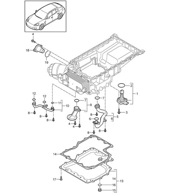 Diagram 104-070 Porsche Panamera 970 MK1 (2009-2013) Engine