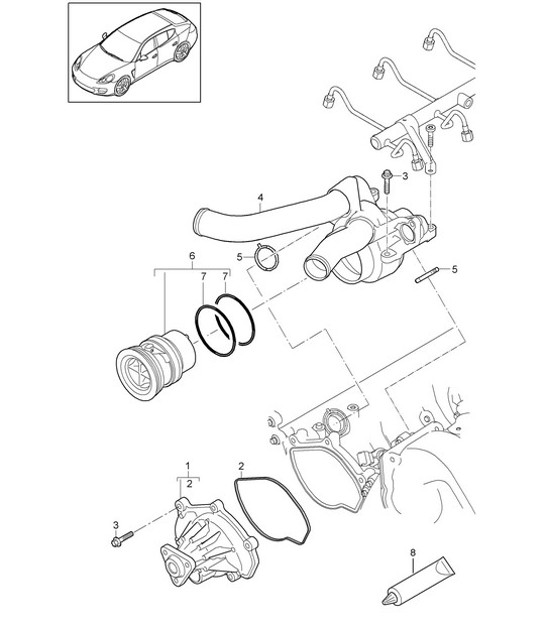 Diagram 105-000 Porsche Panamera 970 MK1 (2009-2013) Engine