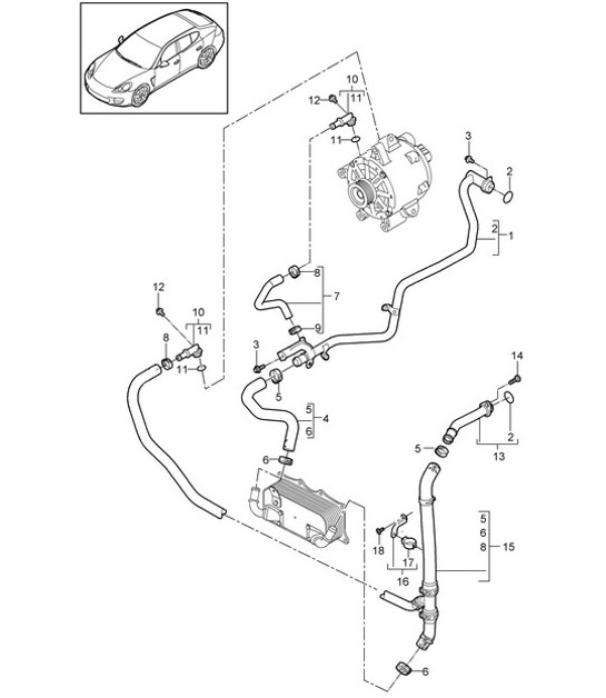 Diagram 105-030 Porsche Panamera 970 MK1 (2009-2013) Engine