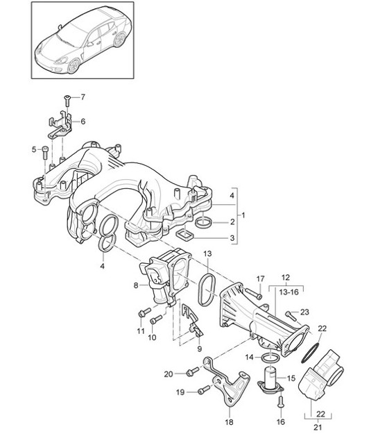 Diagram 107-057 Porsche Panamera 970 MK1 (2009-2013) Engine