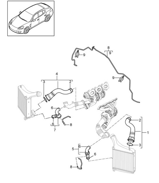 Diagram 107-075 Porsche Panamera 970 MK2 (2014-2016) Engine