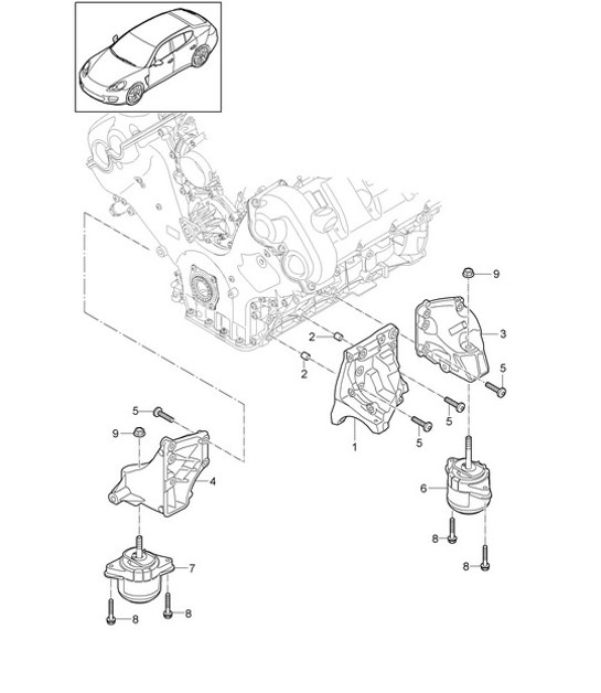 Diagram 109-020 Porsche Panamera 970 MK1 (2009-2013) Engine