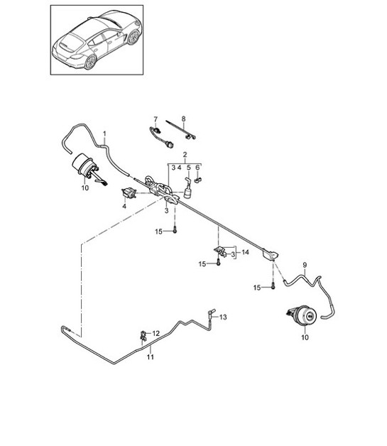 Diagram 202-065 Porsche Panamera 970 MK1 (2009-2013) Fuel System, Exhaust System