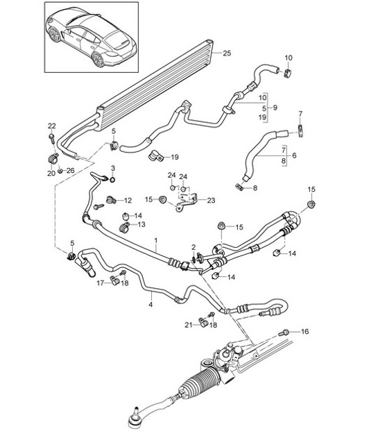 Diagram 403-012 Porsche Panamera 970 MK2 (2014-2016) Front Axle, Steering 