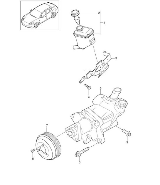 Diagram 403-042 Porsche Panamera 970 MK2 (2014-2016) Front Axle, Steering 