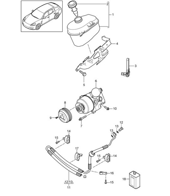 Diagram 403-047 Porsche Panamera 970 MK2 (2014-2016) Front Axle, Steering 