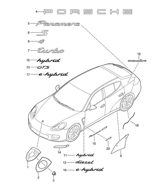 Diagram 810-000 Porsche Panamera 970 MK1 (2009-2013) Body