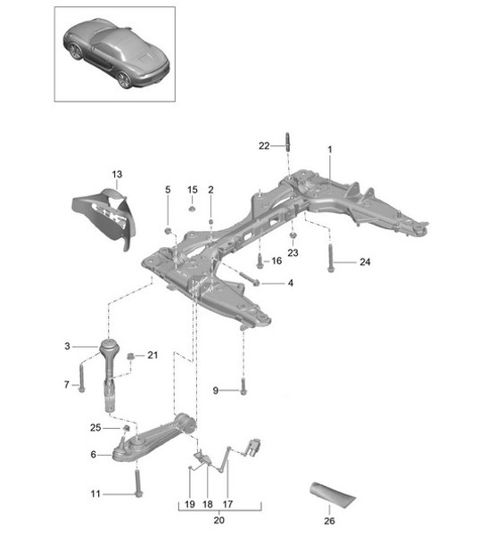 Diagram 401-000 Porsche Boxster 986/987/981 (1997-2016) Front Axle, Steering 