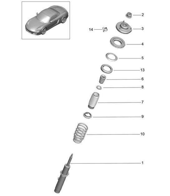 Diagram 402-000 Porsche Boxster 986/987/981 (1997-2016) Essieu avant, Direction 