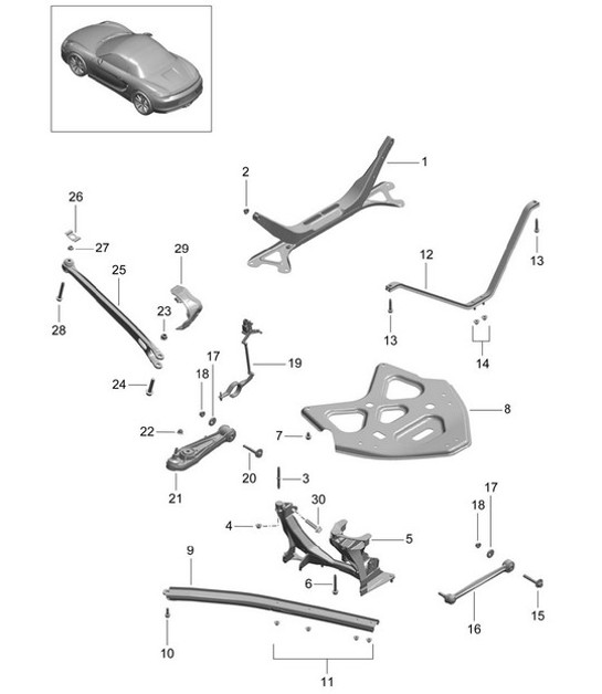 Diagram 501-001 Porsche Boxster 986/987/981 (1997-2016) Rear Axle