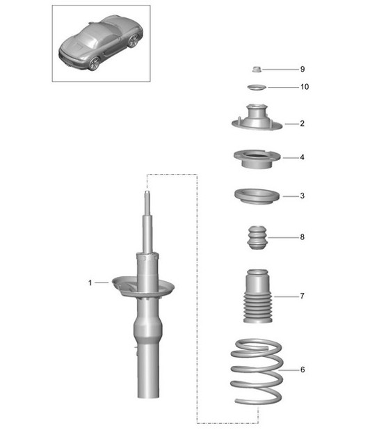 Diagram 502-000 Porsche Boxster 986/987/981（1997 年 - 2016 年） 后轴