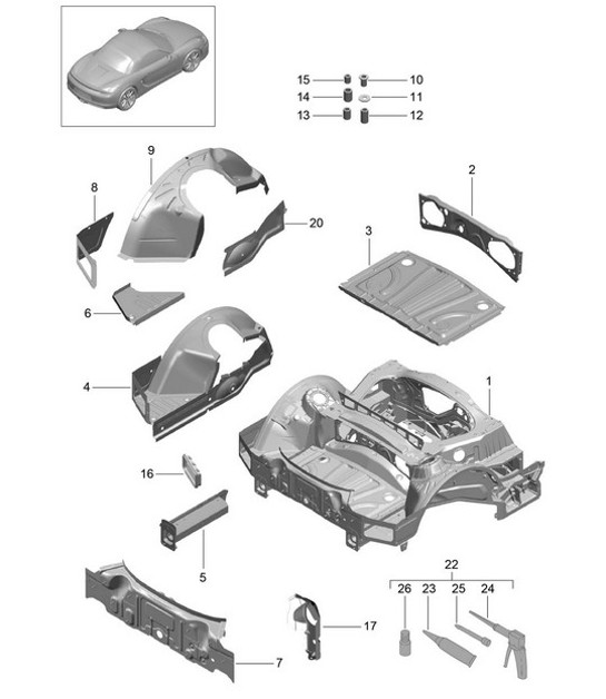 Diagram 801-035 Porsche Boxster 986/987/981 (1997-2016) Body