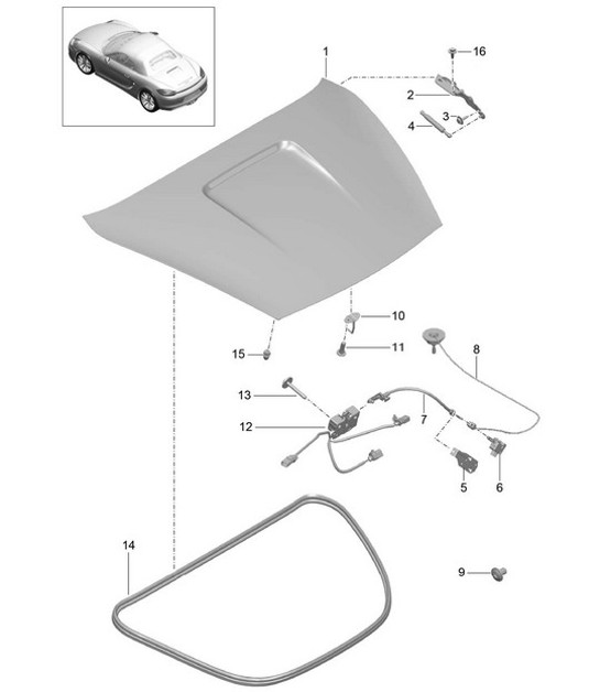 Diagram 803-005 Porsche Boxster 986/987/981 (1997-2016) Body