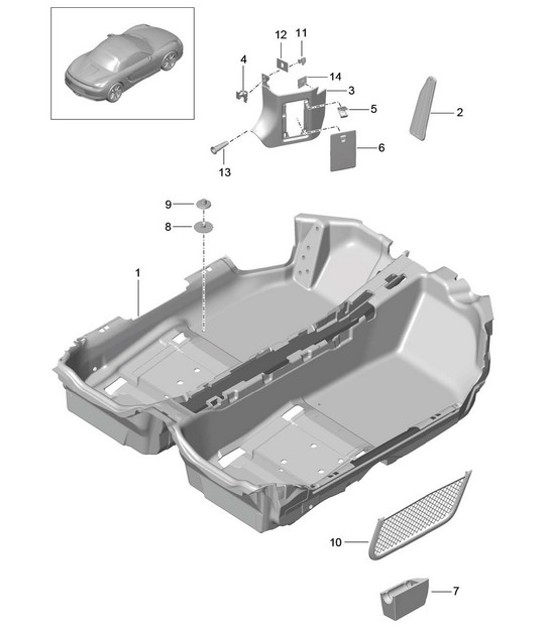 Diagram 807-010 Porsche Boxster 986/987/981 (1997-2016) Body