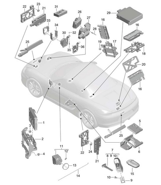 Diagram 901-004 Porsche Boxster 986/987/981 (1997-2016) Electrical equipment