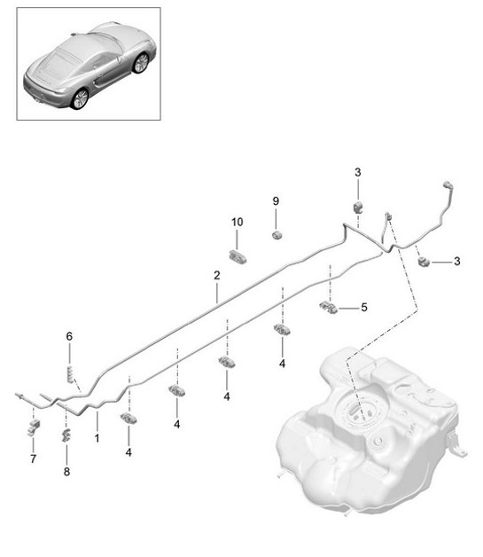 Diagram 201-005 Porsche Cayman 987C/981C (2005-2016) Fuel System, Exhaust System