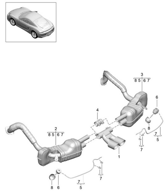 Diagram 202-005 Porsche 991 Turbo 3.8L (520bhp) Fuel System, Exhaust System