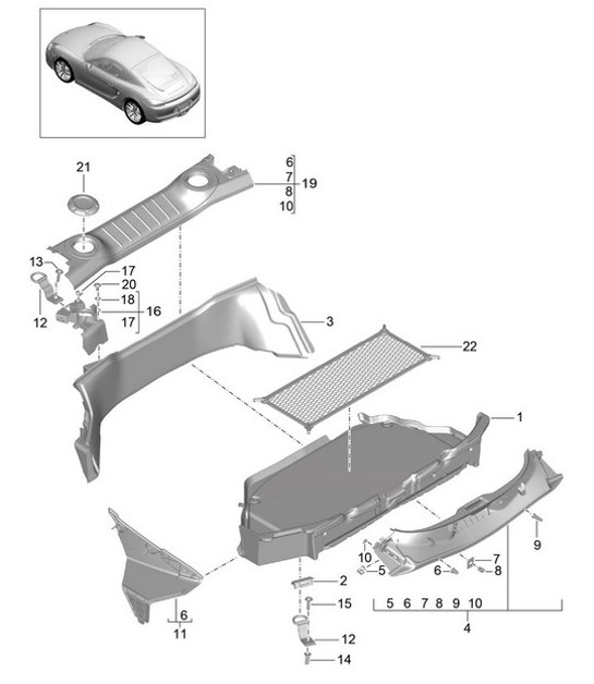 Diagram 807-005 Porsche Cayman 987C/981C (2005-2016) Body