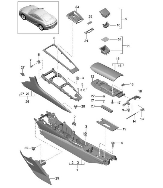 Diagram 809-020 Porsche Cayman 987C/981C (2005-2016) Body