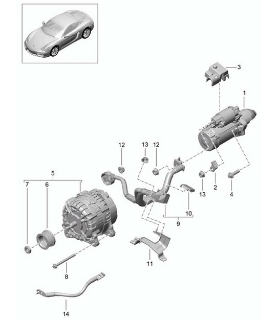 Diagram 902-005 Porsche Cayman 987C/981C (2005-2016) Electrical equipment