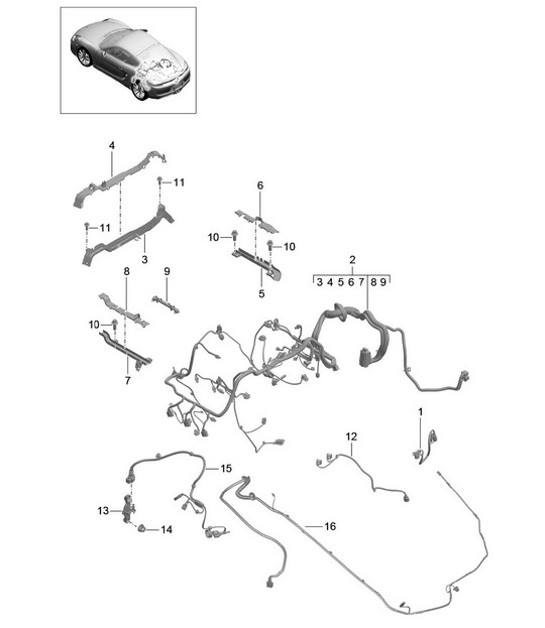 Diagram 902-020 Porsche Cayman 987C/981C (2005-2016) Electrical equipment