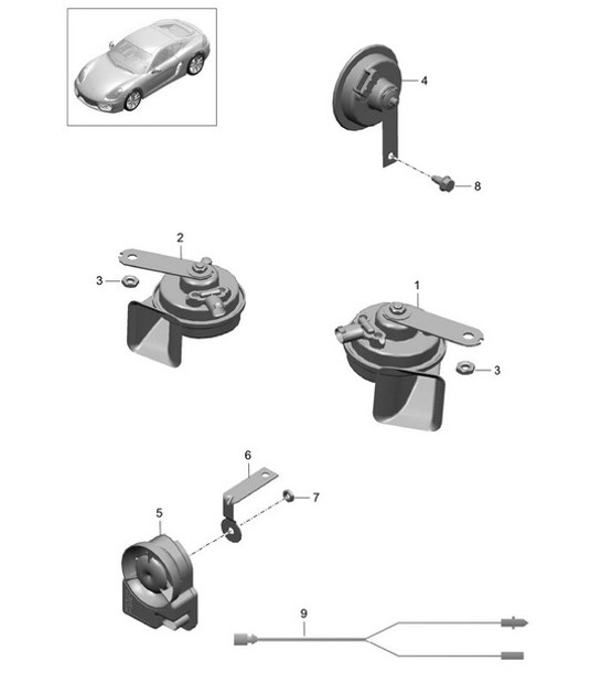 Diagram 903-000 Porsche Cayman 987C/981C (2005-2016) Electrical equipment