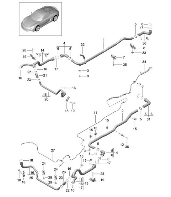 Diagram 105-010 Porsche Boxster 986/987/981 (1997-2016) Engine