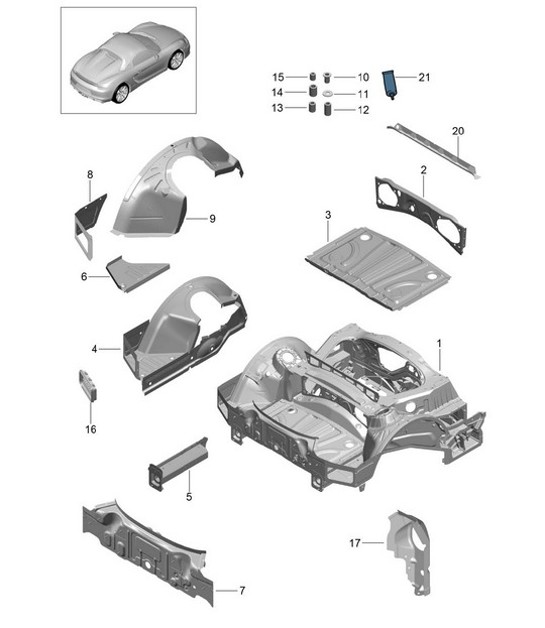 Diagram 801-035 Porsche Boxster 986/987/981 (1997-2016) Body