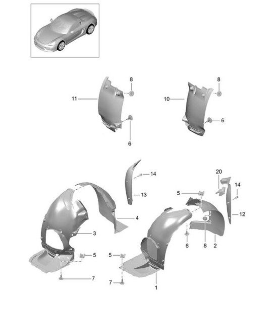 Diagram 801-075 Porsche Boxster 986/987/981 (1997-2016) Karosserie