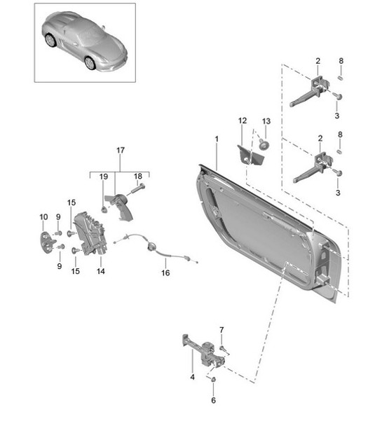 Diagram 804-000 Porsche Boxster 986/987/981 (1997-2016) Carrosserie