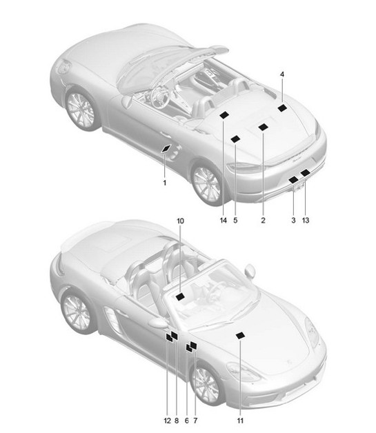 Diagram 001-005 Porsche Boxster 718 (982) 2017>> Accessories & others 