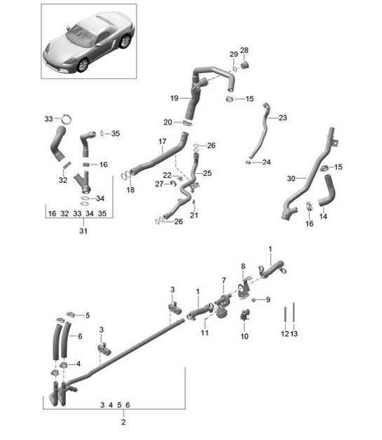 Diagram 105-005 Porsche Boxster 718 (982) 2017>> Engine