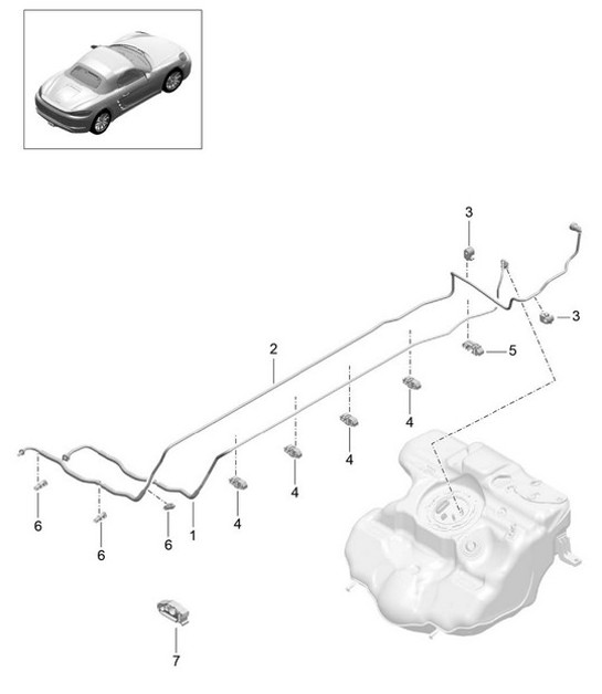 Diagram 201-005 Porsche Boxster 718 (982) 2017>> Fuel System, Exhaust System