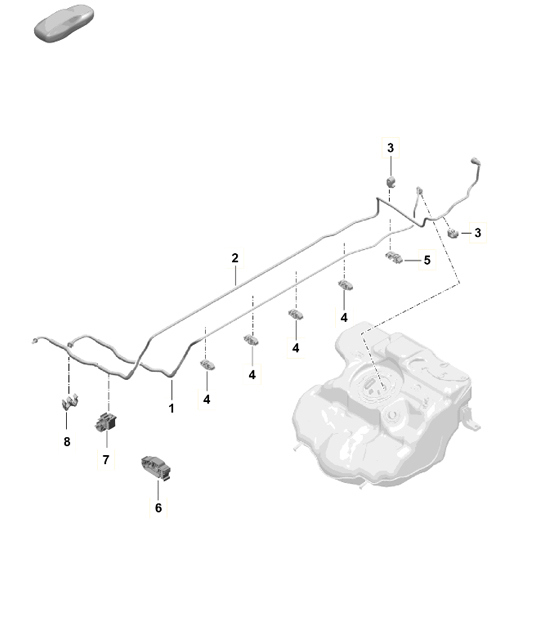 Diagram 201-010 Porsche Boxster 718 (982) 2017>> Fuel System, Exhaust System