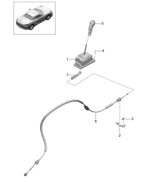 Diagram 701-001 Porsche Boxster 718 (982) 2017>> Hand Lever System, Pedal Cluster 