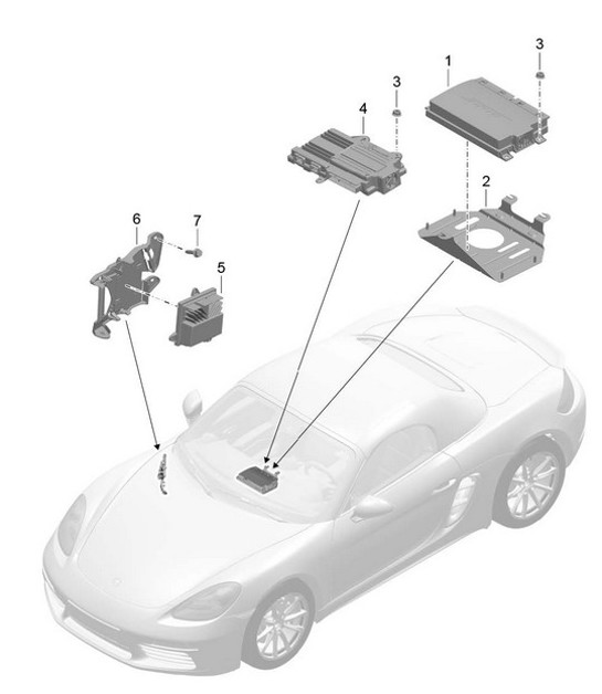 Diagram 911-010 Porsche Boxster 718 (982) 2017>> Electrical equipment