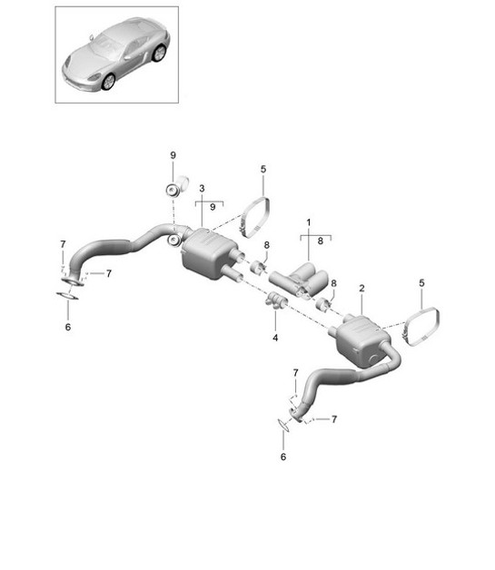 Diagram 202-010 Porsche Cayenne 9PA1 (957) 2007-2010 Fuel System, Exhaust System