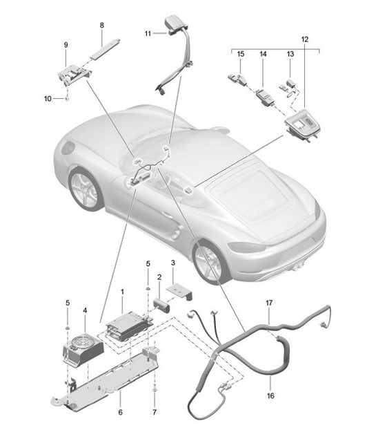 Diagram 911-004 Porsche Cayman 718C (982C) 2017>> Electrical equipment