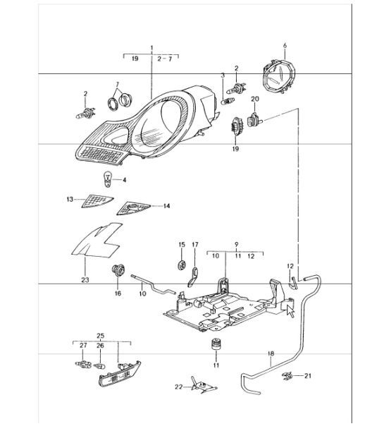 Diagram 905-00 Porsche Boxster 986/987/981 (1997-2016) Electrical equipment