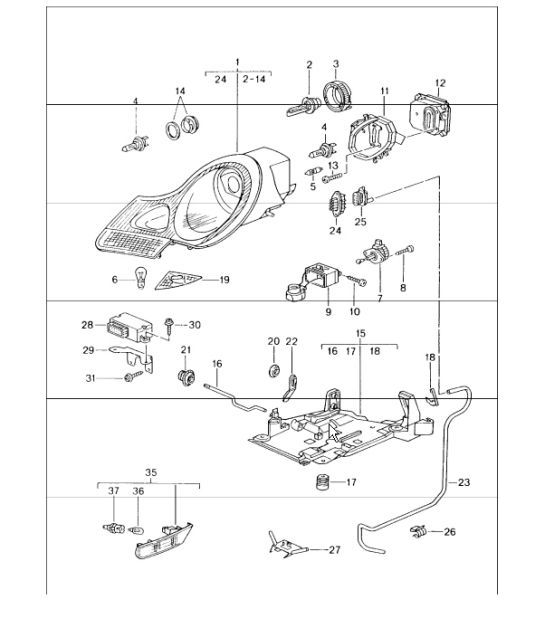 Diagram 905-01 Porsche Boxster 986/987/981 (1997-2016) Electrical equipment