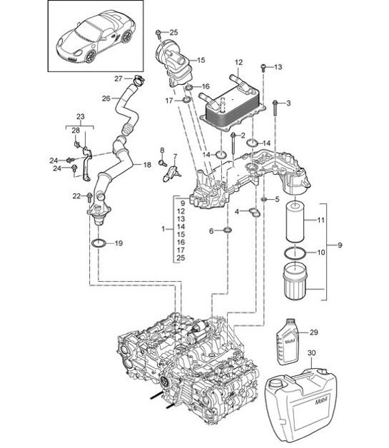 Diagram 104-005 Porsche Boxster 986/987/981 (1997-2016) Engine