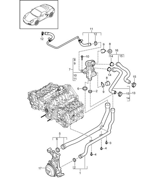 Diagram 105-005 Porsche Boxster 986/987/981 (1997-2016) Engine