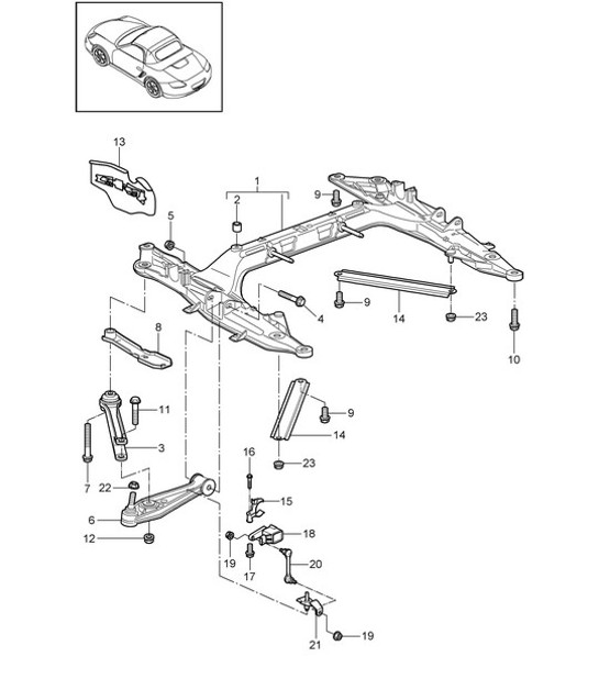 Diagram 401-000 Porsche Boxster 986/987/981 (1997-2016) Front Axle, Steering 