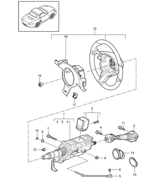 Diagram 403-004 Porsche Boxster 986/987/981 (1997-2016) Front Axle, Steering 