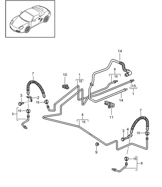 Diagram 604-015 Porsche Boxster 986/987/981 (1997-2016) Wheels, Brakes