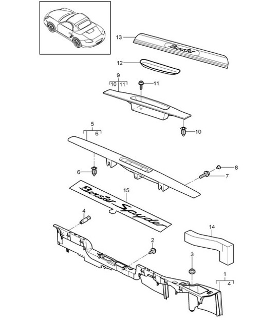 Diagram 807-003 Porsche Boxster 986/987/981 (1997-2016) Body