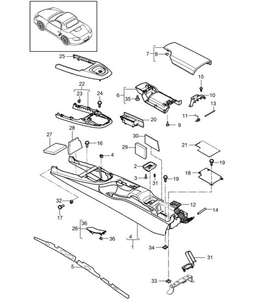 Diagram 809-020 Porsche Boxster 986/987/981 (1997-2016) Body