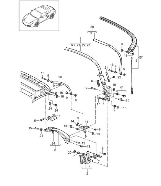 Diagram 811-005 Porsche Boxster 986/987/981 (1997-2016) Body