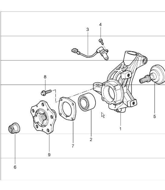 Diagram 401-05 Porsche Cayenne 9PA (955) 2003-2006 Front Axle, Steering 